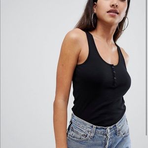 ASOS Design Button Tank in Black